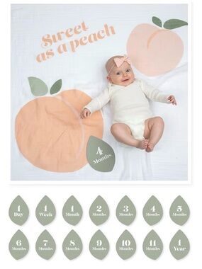Peach Milestone Baby Blanket - Cream & Peach